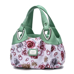 722 Women Soft Leather Handbag, Green handle Lily, Green Handle Rose, White Handle Green Flower, White Handle Red Flower, White Handle Purple Flower, Black Handle Green Flower, Black Handle Red Flower, Black Handle Purple Flower, White Handle Red Rose ...