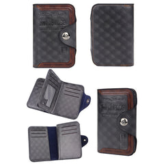 Menbense Short Fashion Leisure Magnetic Buckle Large Capacity 3 Fold Male Wallet, Black, Dark Brown