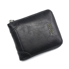 Menbense Casual Fashion Large Capacity Multi-Card Retro Zipper Wallet, Black, Dark Brown, Light Brown