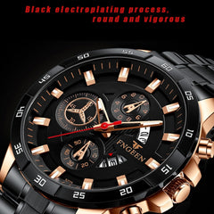 FNGEEN 5225 Multifunctional Waterproof Quartz Watch, Blue Steel Rose Shell Blue Surface, Black Steel Rose Shell Black Surface, Black Steel Black Shell Black Surface, White Steel White Shell Black Surface, Black Steel Black Circle White Surface         ...