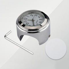 Aluminum Alloy Plating Motorcycle Handlebar Clock, Clock Silver Shell Black Background, Clock Silver Shell White Background, Clock Black Shell White Background, Clock Black Shell Black Background