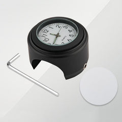 Aluminum Alloy Plating Motorcycle Handlebar Clock, Clock Silver Shell Black Background, Clock Silver Shell White Background, Clock Black Shell White Background, Clock Black Shell Black Background