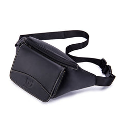BULL CAPTAIN Cowhide Waist Bag Large Capacity Multifunctional Wallet For Men, Black, Yellow Brown