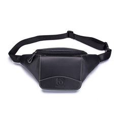 BULL CAPTAIN Cowhide Waist Bag Large Capacity Multifunctional Wallet For Men, Black, Yellow Brown