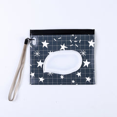 Baby EVA Wet Wipes Bag Flip Removable Paper Towel Cosmetic Cotton Bag, Black Stars, Yellow Butterfly, Kitten, Black Butterfly, Flowers