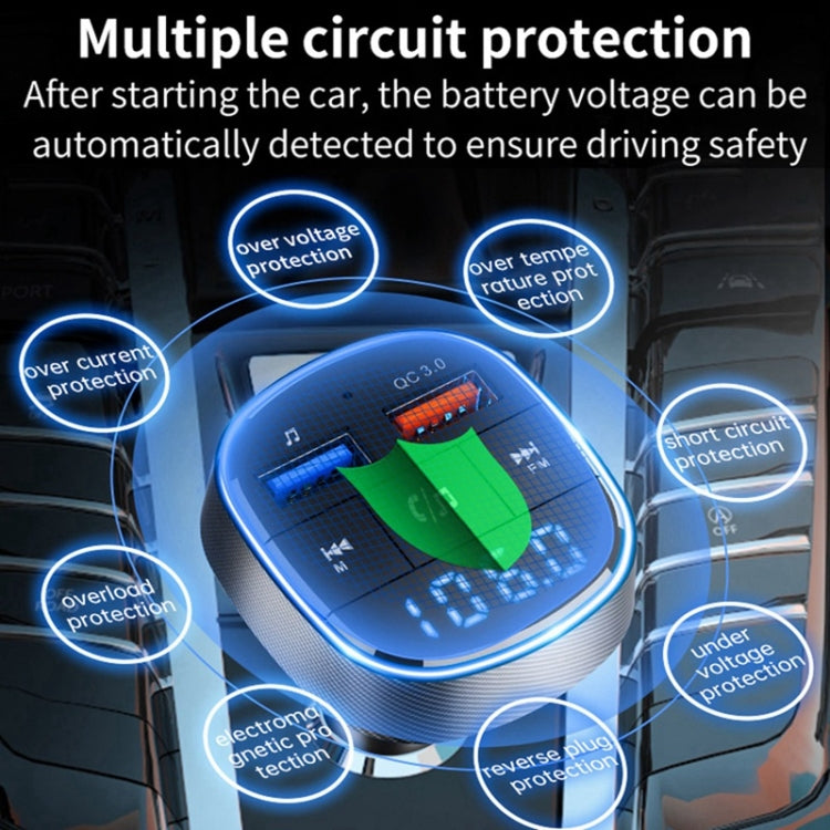 QC3.0 Fast Charge Car Bluetooth MP3 Player Car FM Transmitter, QC3.0 Fast Charge