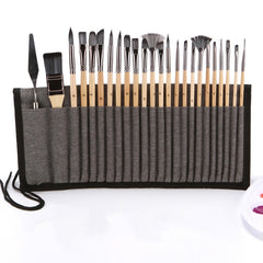 24 In 1 Nylon Wool Brush Canvas Storage Bag Set Oil Painting Gouache Watercolor Brush, 24 In 1 Oil Painting