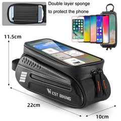 WEST BIKING Bicycle Hard Shell Front Beam Bag Mobile Phone Touch Screen Saddle Bag