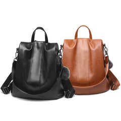 TFZ468 Vintage PU Soft Leather Ladies Backpack, Black, Khaki