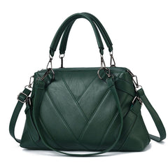 TFZ 250 Geometric Colorblock Soft Leather Handbag, Red Wine, Green, Black, Dark Gray, Black White, Rubber Pink