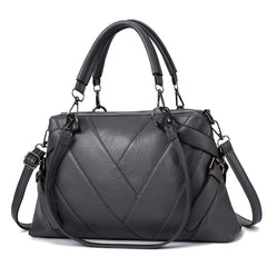 TFZ 250 Geometric Colorblock Soft Leather Handbag, Red Wine, Green, Black, Dark Gray, Black White, Rubber Pink