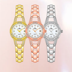 BS Bee Sister FA1679  Ladies Diamond Chain Watch Cute Small Round Watch With Calendar, Silver, Gold, Rose Gold