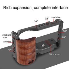 Alloy Rabbit Cage With Wooden Handle for Sony ZV-E10 Camera