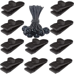 Outdoor Camping Windproof Canopy Fixed Tent Clip Rope Buckle Quick Hanging Set, 10 Clips+10 Ropes, 10 Clips+10 Black Ropes, 10 Clips+10 Black Ropes+10 Silver Buckles, 10 Clips+10 Elastic Ropes+10 Black Buckles                                           ...
