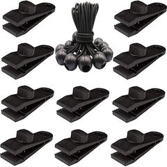 Outdoor Camping Windproof Canopy Fixed Tent Clip Rope Buckle Quick Hanging Set, 10 Clips+10 Ropes, 10 Clips+10 Black Ropes, 10 Clips+10 Black Ropes+10 Silver Buckles, 10 Clips+10 Elastic Ropes+10 Black Buckles                                           ...