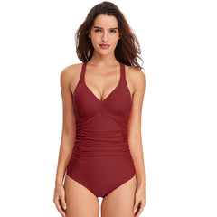 HS18110 Women Belly Cover One-Piece Swimsuit With Chest Pad, M, XL, L