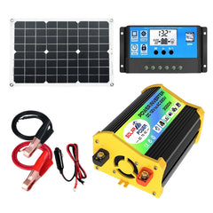 Home Solar Generator Inverter+30A Controller+18W 12V Solar Panel, Specification:, Black 12V To 220V, Black 12V To 110V, Yellow 12V To 220V, Yellow 12V To 110V