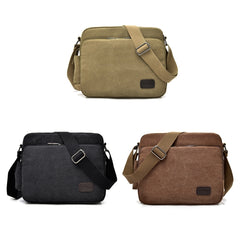 RuYiHuang Men Vintage Canvas Versatile Single-Shoulder Bag, Khaki, Black, Brown