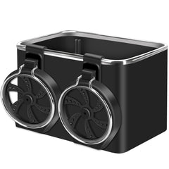 Car Paper Box Hanging Armrest Box Storage Box Cup Holder, Black Double Cup, Beige Double Cup