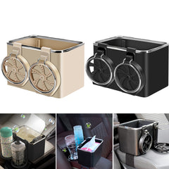 Car Paper Box Hanging Armrest Box Storage Box Cup Holder, Beige Double Cup, Black Double Cup
