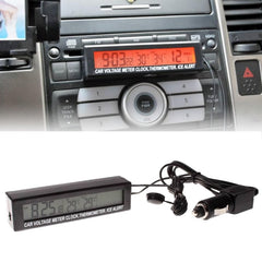 Car Inside And Outside Dual Temperature+Clock+Voltage LED Electronic Display, 4 in 1 Orange+Blue