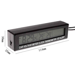 Car Inside And Outside Dual Temperature+Clock+Voltage LED Electronic Display, 4 in 1 Orange+Blue
