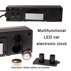 Car Inside And Outside Dual Temperature+Clock+Voltage LED Electronic Display, 4 in 1 Orange+Blue
