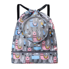 Wet And Dry Separation Waterproof Drawstring Shoulder Beach Swimming Bag For Children, Black S, Black L, Pink S, Pink L, Blue S, Blue L, Tibetan S, Tibetan L, Gray S, Gray L