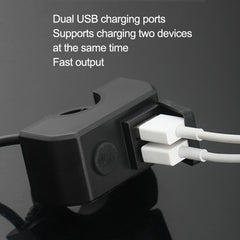 Motorcycle Dual USB Mobile Phone Charger 5V 3A Fast Charging, 5V 3A Black