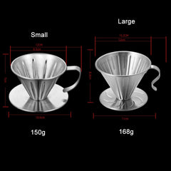 Double-layer Stainless Steel Pour-over Coffee Filter, Size:, Small, Large