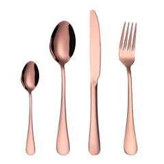 4PCS/Set Stainless Steel Western Steak Fork Spoon Knife Set, True Color, Golden, Rose Gold, Colorful, Black