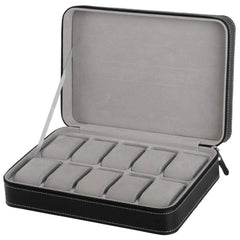 10 Bit Zipper Watch Box Storage Display Box PU Zipper Bag Watch Box, 10 Bit