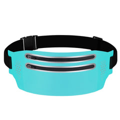 Outdoor Double Zipper Sports Waterproof Lycra Body Slim Waist Bag, Black, Mint Blue, Grey, Rose Red, Green