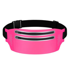 Outdoor Double Zipper Sports Waterproof Lycra Body Slim Waist Bag, Black, Mint Blue, Grey, Rose Red, Green