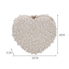 Pearl Evening Bag Ladies Heart Shaped Clutch Single Chain Crossbody Bag, Crossbody Bag