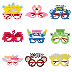 2 PCS Funny Glasses Birthday Party Cartoon Decoration Photo Props, Shape:, Happy Birthday Dot, Pink Firebird, Blue Bear, Rose Red Firebird, Blue Letters, Frog, Angel Wings, Brown Bears, Yellow Letters, Pink Letters, Blue Birthday Hat, Purple Bow Hat   ...