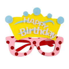2 PCS Funny Glasses Birthday Party Cartoon Decoration Photo Props, Shape:, Happy Birthday Dot, Pink Firebird, Blue Bear, Rose Red Firebird, Blue Letters, Frog, Angel Wings, Brown Bears, Yellow Letters, Pink Letters, Blue Birthday Hat, Purple Bow Hat   ...