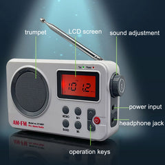 SY-8801 Portable Retro Radio HD LCD Screen Weight Bass Short Wave Radio, SY-8801