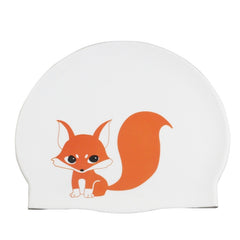 Hy08 Cute Cartoon Print Silicone Swimming Cap, Spec:, Black Swan, Little Squirrel, Princess Cat, Cavaliers cat, White Pig, Pink Pig, Strawberry, Pink Blossom, Deep Blue