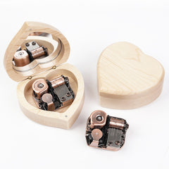 Wooden Heart Shape With Mirror Music Box Ornaments, Maple-Gold-plated Movement, Walnut-Red Ancient Copper Movement, Maple-Red Ancient Copper Movement, Walnut-Gold-plated Movement