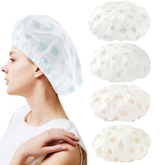 Waterproof Shower Hat Adult Women Bathing Hair Cover Anti-fume Hair Cover, 1 PCS Blue, 1 PCS Grey, 1 PCS Pink, 1 PCS Apricot