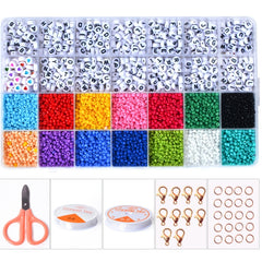 28 Grid Alphabet Beads Rice Beads DIY Beaded Bracelet Material, 28 Grid