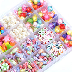 32 Grid  Acrylic Beaded Kids DIY Necklace Bracelet Toys, Without Box, With Color Box