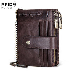 HUMERPAUL BP896 RFID Anti-Theft Brush Dual Zipper Leather Wallet Multi-Card Men Purse, BP896 Black, BP896 Dark Brown, BP896 Brown