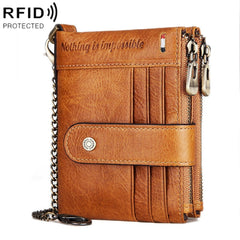 HUMERPAUL BP896 RFID Anti-Theft Brush Dual Zipper Leather Wallet Multi-Card Men Purse, BP896 Black, BP896 Dark Brown, BP896 Brown