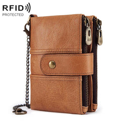 BP804 RFID Anti-Theft Wallet Multi-Function Buckle Zipper Retro Leisure Coin Purse, BP804 Red, BP804 Khaki, BP804 Blue, BP804 Black, BP804 Brown