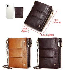 HUMERPAULBP926 RFID Anti-Magnetic Wallet Men Double Zipper Coin Purse, BP926 Khaki, BP926 Brown