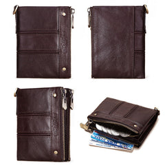 HUMERPAULBP926 RFID Anti-Magnetic Wallet Men Double Zipper Coin Purse, BP926 Khaki, BP926 Brown