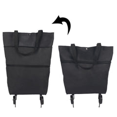 Portable Shopping Cart Foldable Tote With Wheels, Red, Green, Blue, Black, Orange