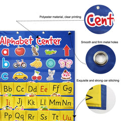 Alphabet Card Early Teaching Hanging Bag Letter Pocket, Alphabet Card